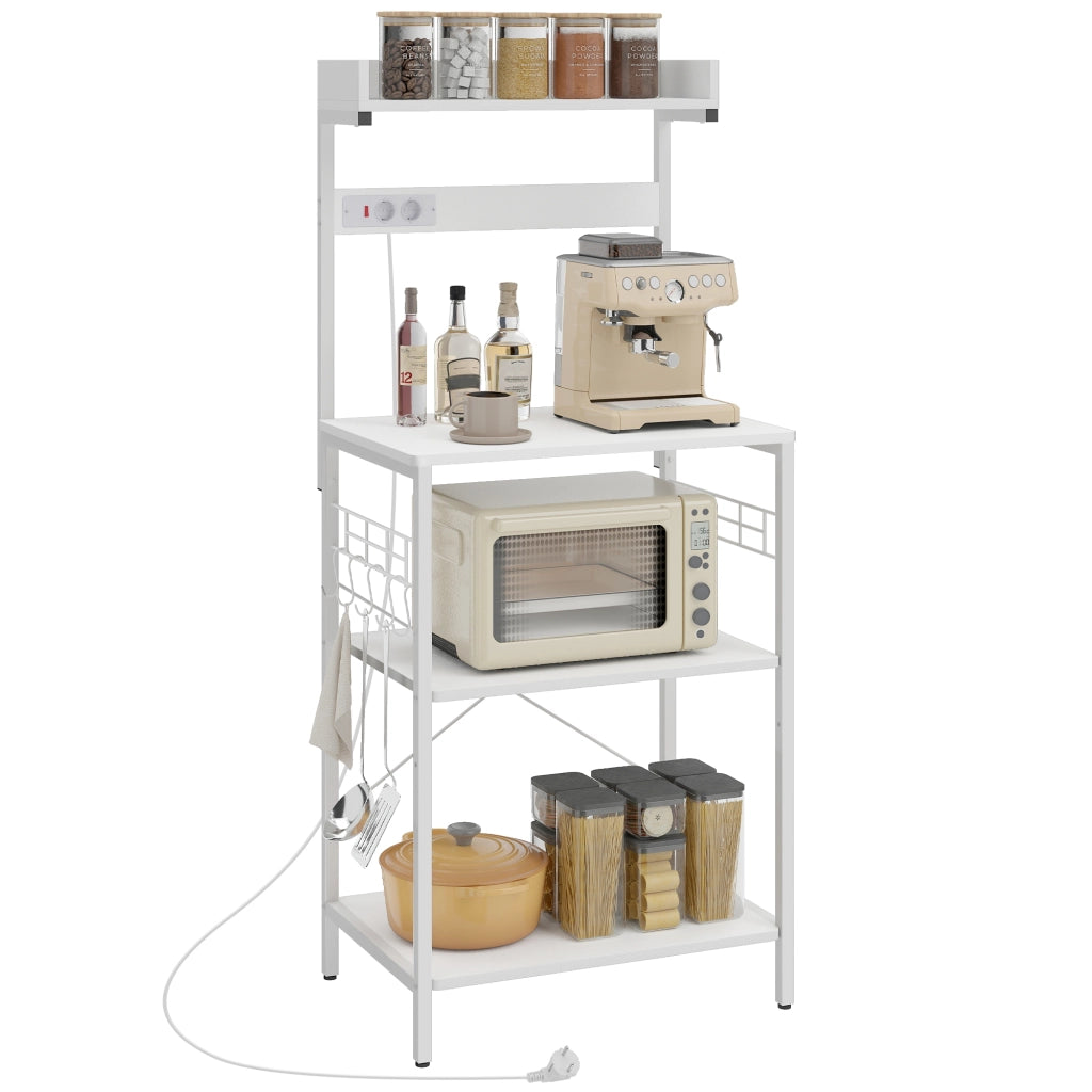Scaffale da Cucina con Prese Elettriche ¨C zephmum ¨C Bianco 60x42x137 cm