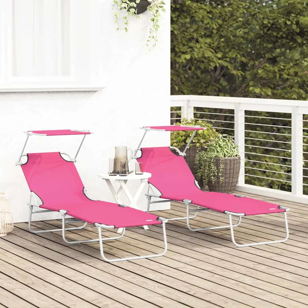 Lettino da sole 2 pcs Rosa 58 x 188 x 77cm Poliestere 42003066