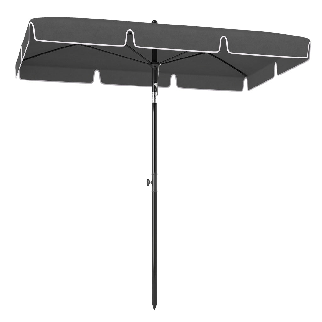 Ombrellone da Giardino Rettangolare 2x1.3 m ¨C zephmum ¨C Grigio e Nero, Alluminio