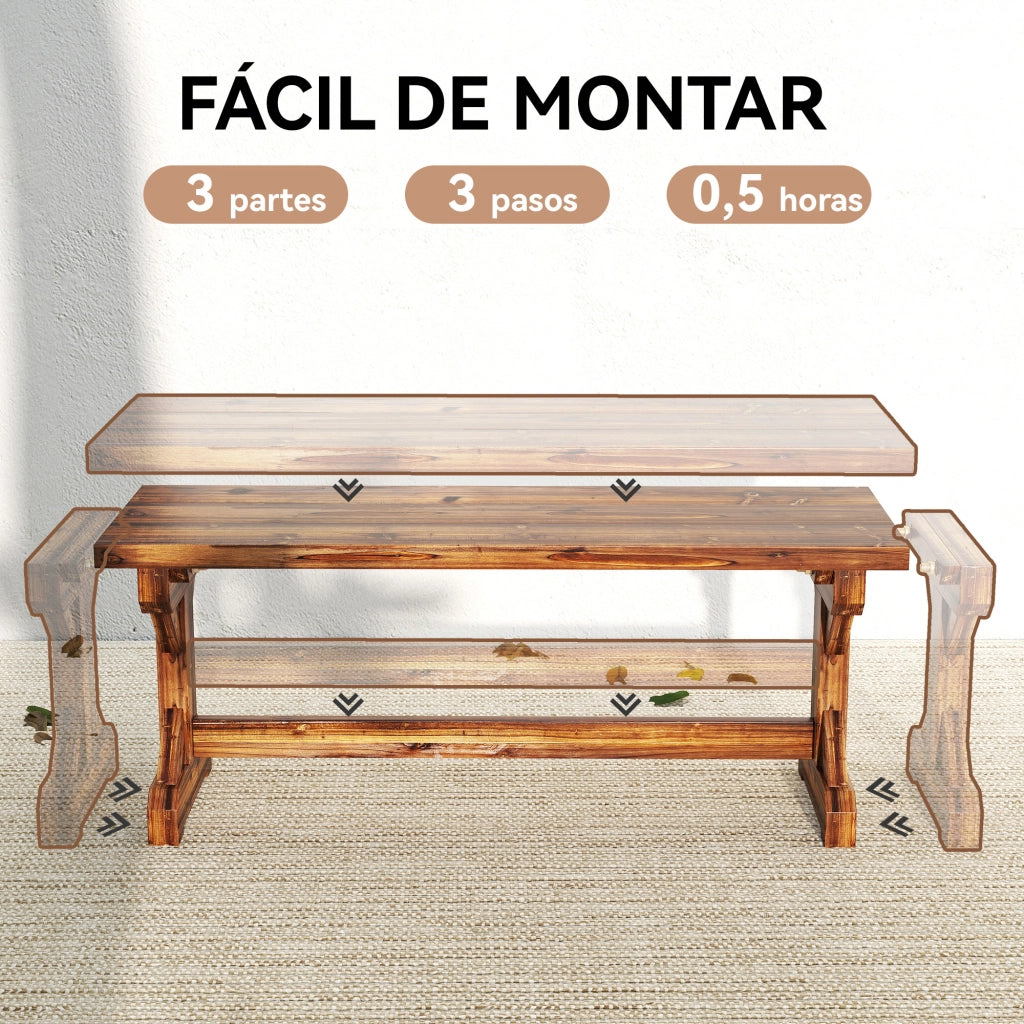 Panchina Giardino Legno 2 Posti ¨C zephmum ¨C Carbonizzato 114x40x46cm