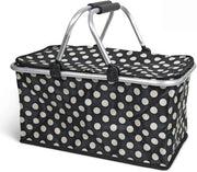 Picnic zaino pieghevole - 33 litri - nero con punti - adatto per 4 persone - 47 x 25 x 28 cm