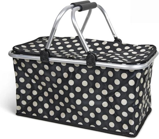 Picnic zaino pieghevole - 33 litri - nero con punti - adatto per 4 persone - 47 x 25 x 28 cm