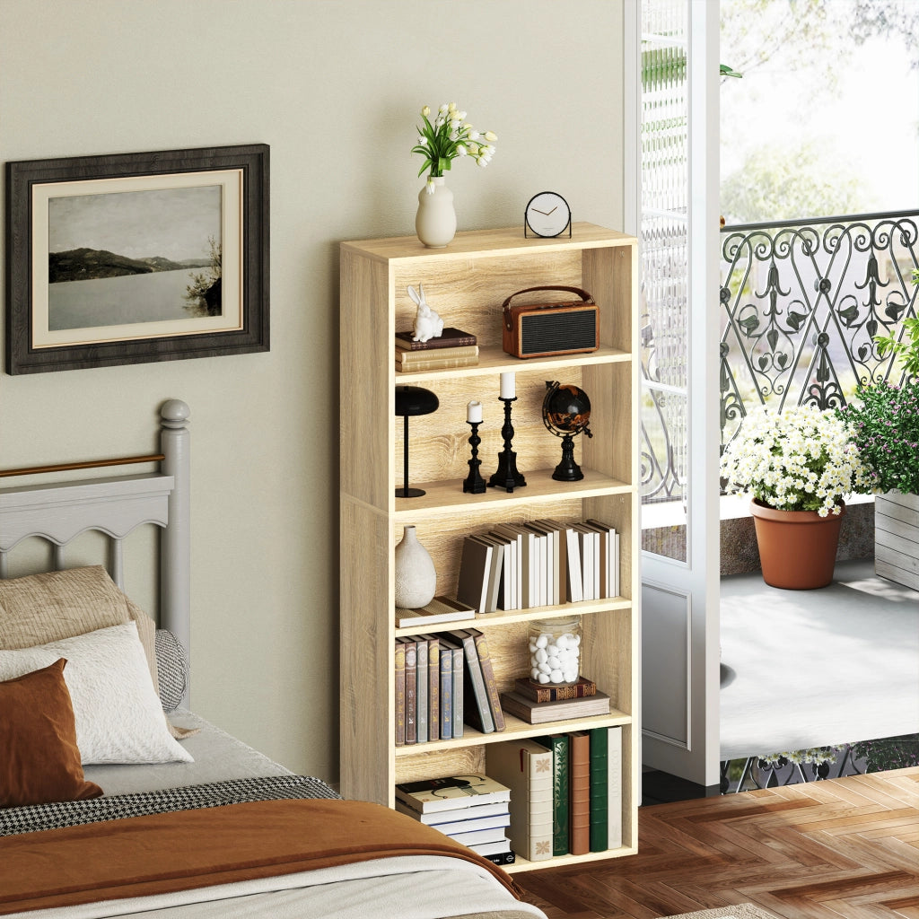 Libreria 5 livelli con ripiani regolabili ¨C zephmum ¨C naturale 60x24x133,5cm