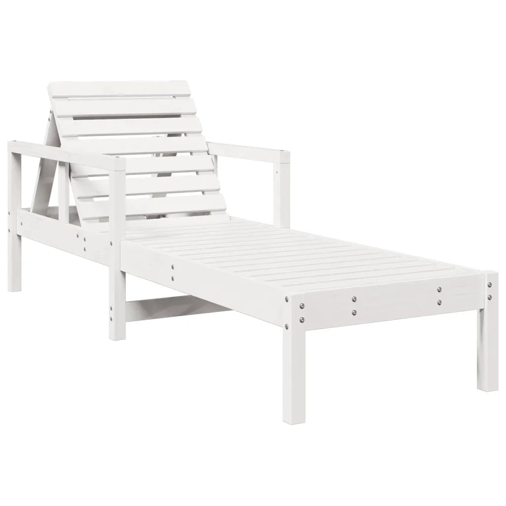 Lettino Prendisole | Sdraio da giardino | Lettino da sole Bianco 199,5x62x55 cm Legno Massello di Pino