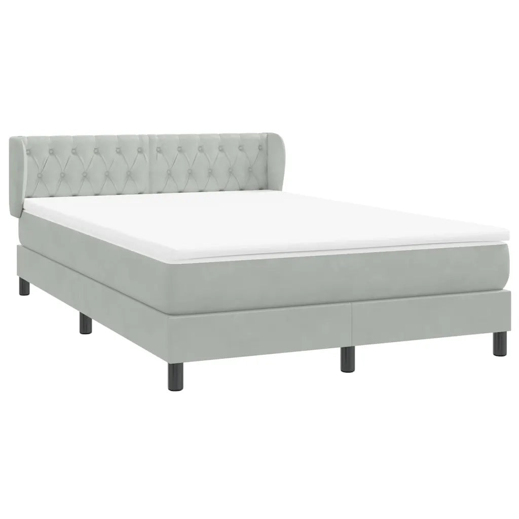 Giroletto a Molle con Materasso Grigio Chiaro 160x220cm Velluto 3317823