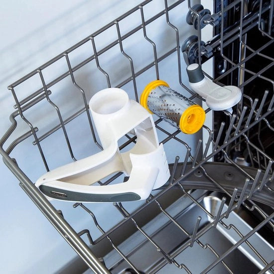 Mandolino Classico Raspatore di Formaggio Mandolino Plastica-Inox Mandolino Bianco-Grigio Raspatore Manuale a Tamburo Rotante Resistentente al Lavastoviglie 5 Anni di Garanzia