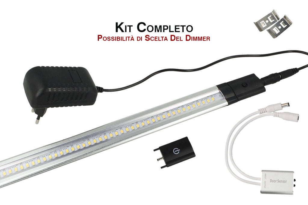 Kit Barra Led Con Sensore Door Apertura Anta 50cm Luce Calda Alimentatore Compreso Per Cucina Sottopensile Mobile ect.