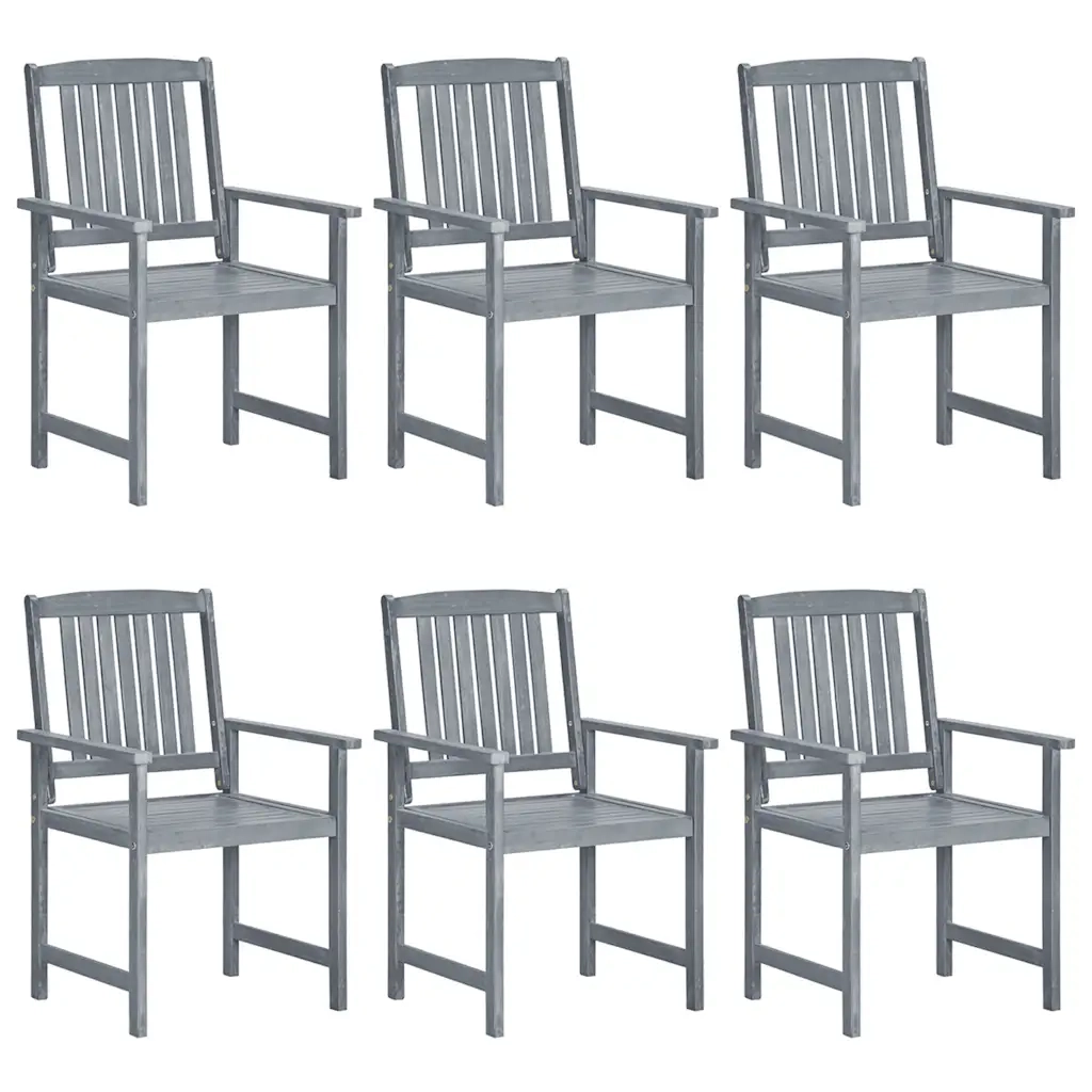 Sedie da Giardino con Cuscini 6 pz in Massello di Acacia Grigie 3078207
