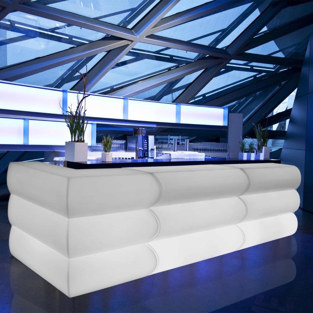 Bancone Lounge Bar per interno ed esterno in resina Clipper Bianco con illuminazione