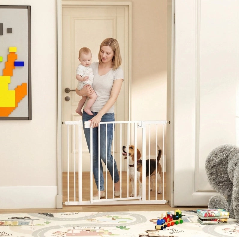 Cancello di sicurezza 73x5.5x82 cm con chiusura automatica in acciaio al carbonio bianco