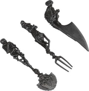 Set di utensili scheletrici - Decorazione scheletrica creativa - Mischia scheletrica - Tavolate festive - Decorazioni di Halloween - Nero.