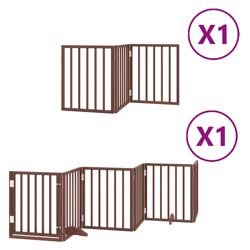 Cancello Cani Porta Pieghevole Marrone 9 Pannelli 450cm Pioppo 3155547