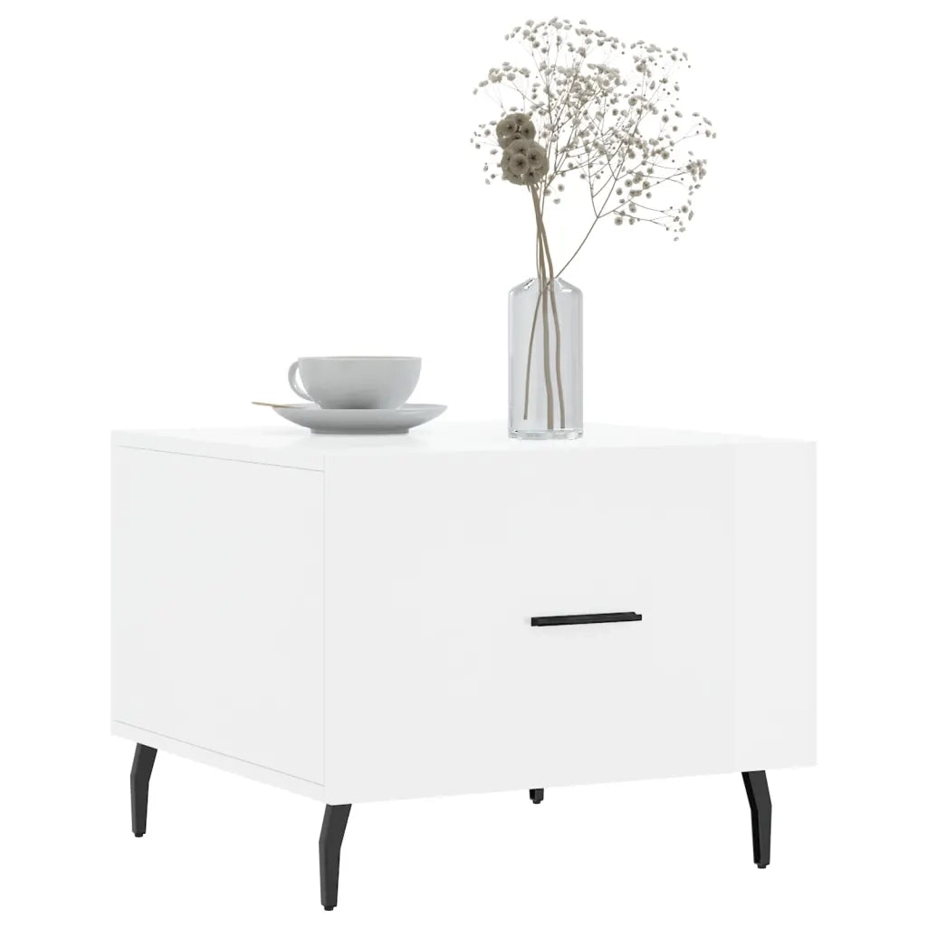 Tavolino da Salotto-Tavolino da soggiorno-Tavolo Bianco Lucido 50x50x40 cm Legno Multistrato 158057