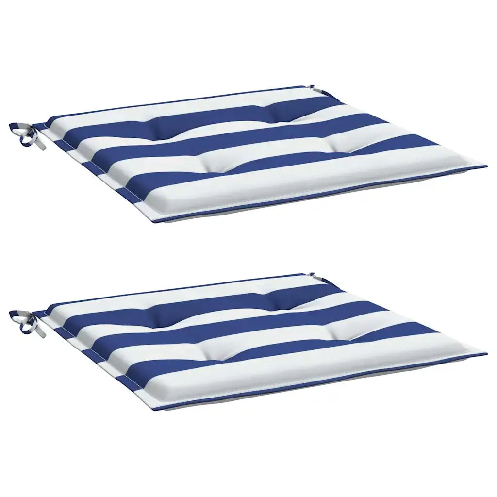Cuscini per Sedia 2 pz | Cuscini per sedie Strisce Bianche e Blu 50x50x4 cm Tessuto