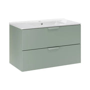 Set bagno sospeso OSTER 80cm: mobile sottolavabo con cassetti verde salvia + lavabo incassato bianco