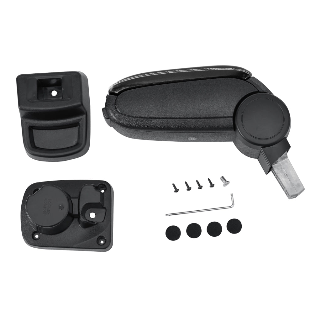 Bracciolo Centrale per Opel Corsa F - Similpelle Nero con Cucitura Bianca pro.tec
