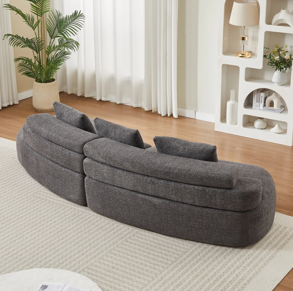 Divano modulare curvo 3 pezzi in chenille grigio antracite HOMVRA