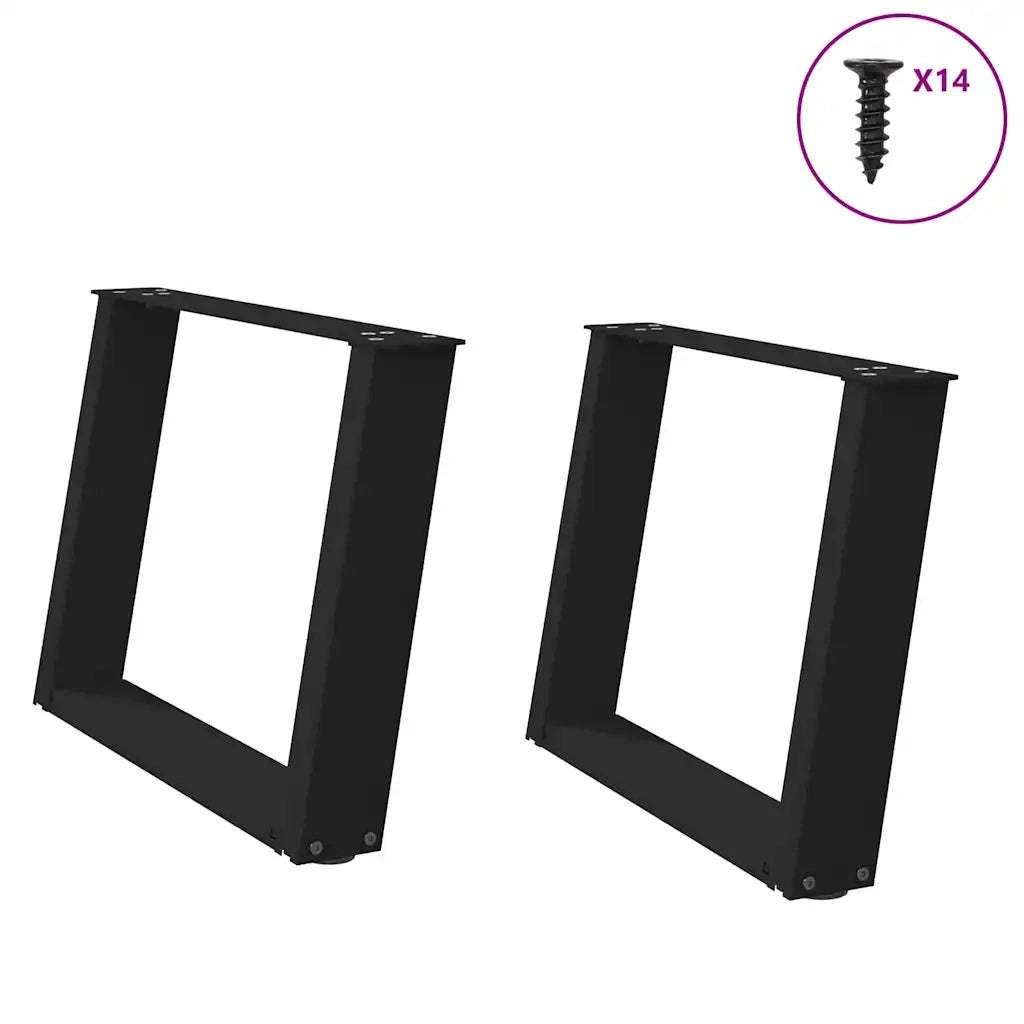 Gambe per Tavolino da CaffÃ¨ a Forma di U 2 pz Nere 60x(42-43) cm Acciaio