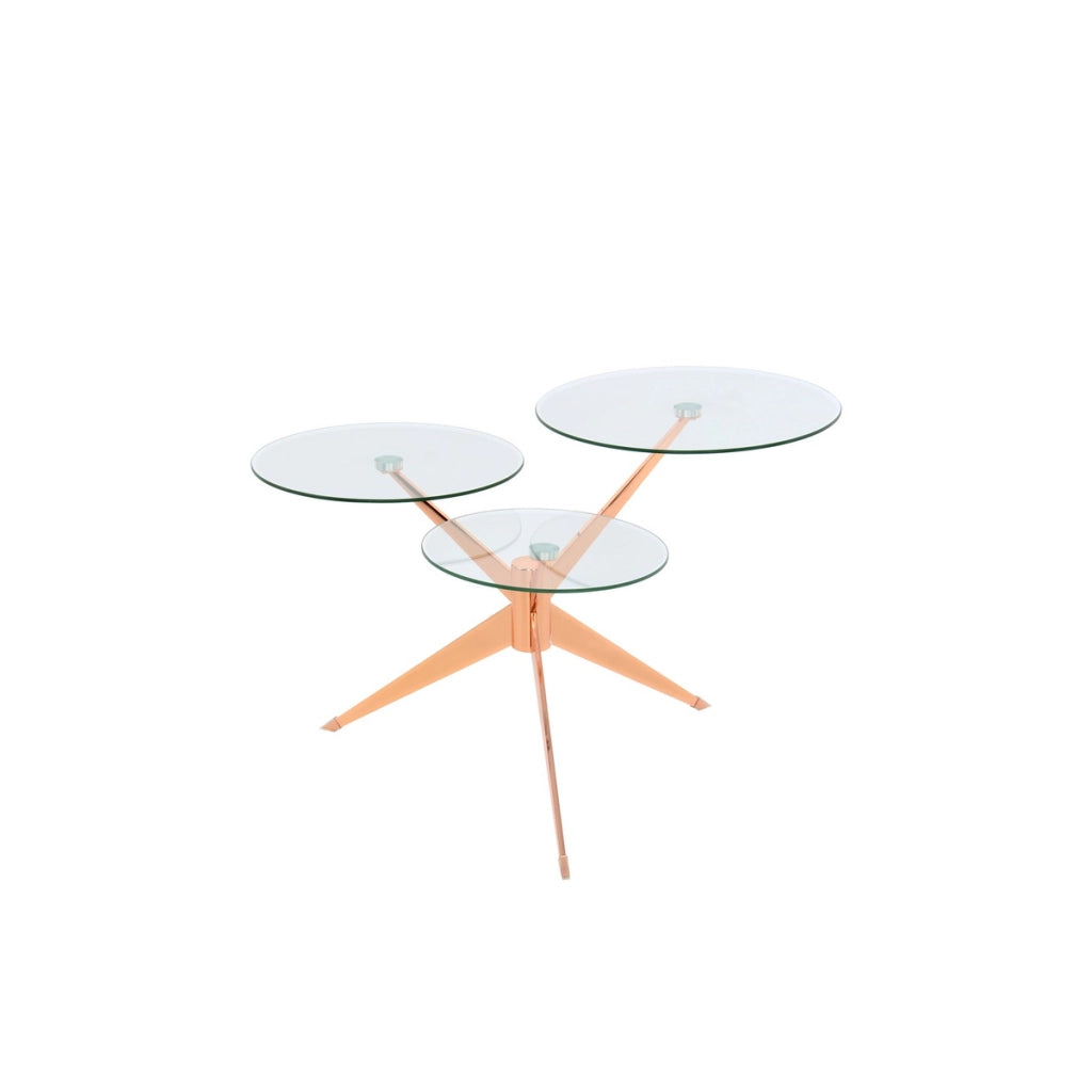 Tavolino da salotto Triplet in vetro e metallo rose'