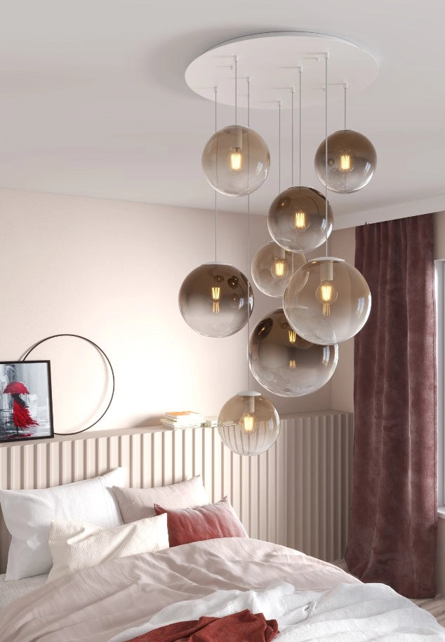 SOSPENSIONE 1 LUCE ATTACCO E27 IN VETRO BIG ECLIPSE D20CM BRONZO ROSONE ACQUISTABILE SEPARATAMENTE