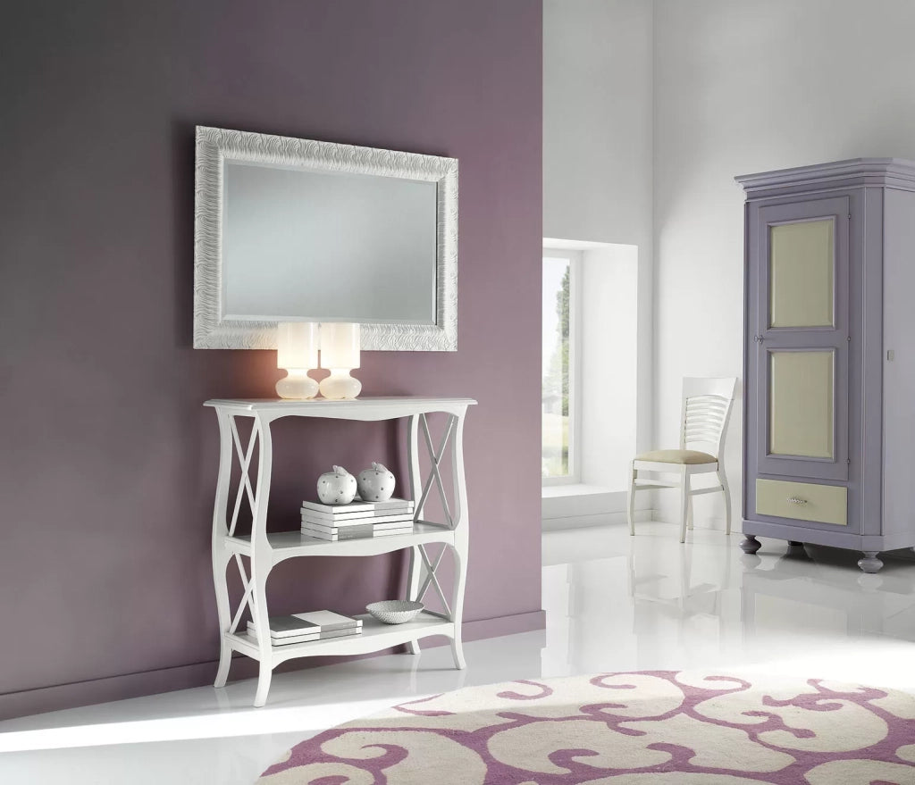 Consolle etagere legno bianco opaco l.82 p.34 h.91 (3032) - Mobili 2G