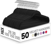 Kleerhangers in flanella - antiscivolo e robusti - 50 pezzi - nero - qualità premium
