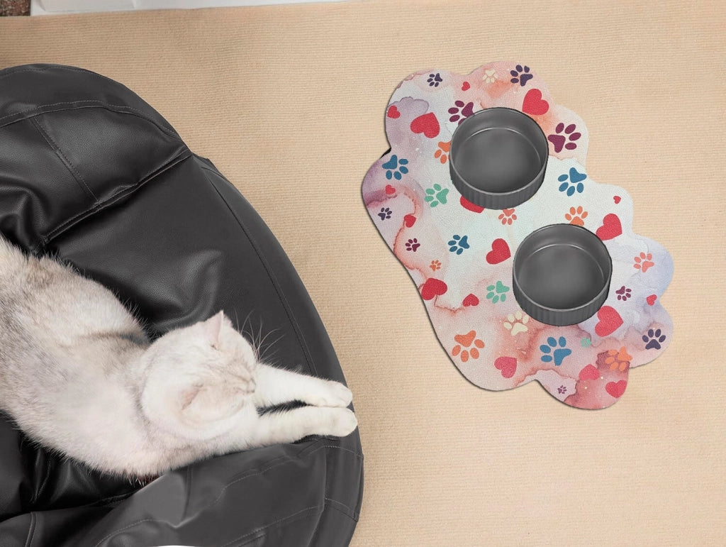 Tappeto Sottociotola Tovaglietta 38x60 Pvc Impermeabile Antiscivolo Cane Gatto Dis.B