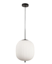 Domizia Lampada a Sospensione in Metallo e Vetro Soffiato Nero Ø320mm, Attacco E27, Design Elegante per Interni IP20 Classe 1