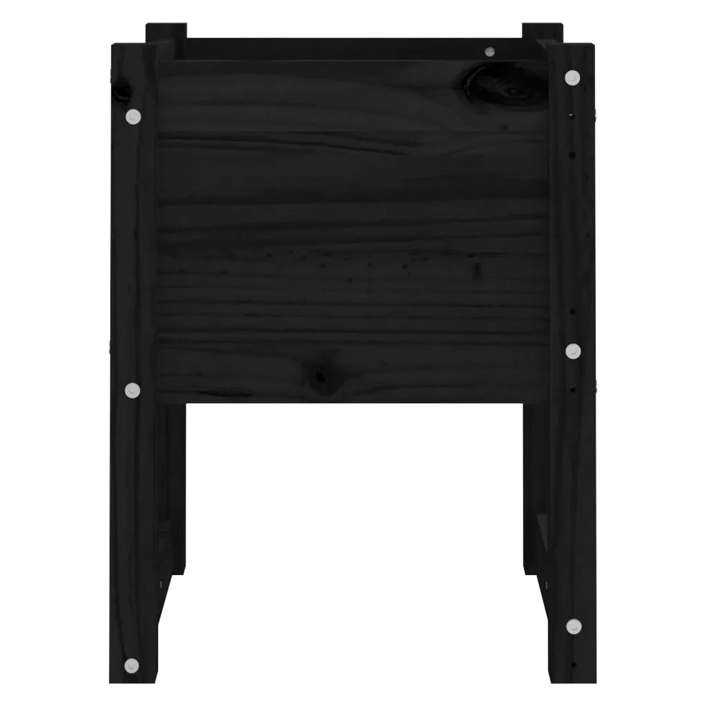2 pz Fioriere | Cassetta per fiori | Vaso Nero 40x40x52,5 cm in Legno Massello di Pino