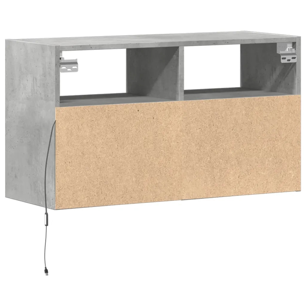 Mobile TV a Parete con Luci LED Grigio Cemento 80x31x45 cm 852330