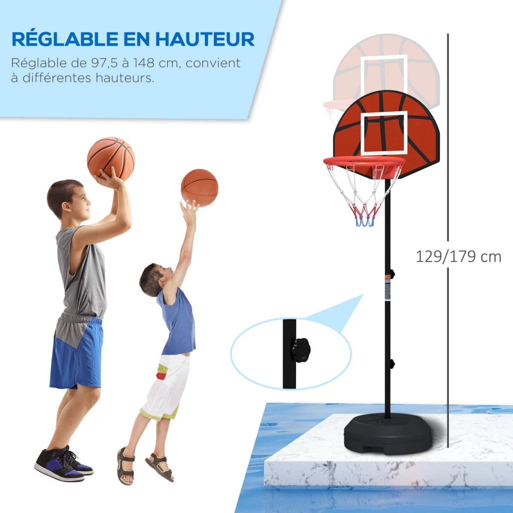 Supporto per Basket 2 in 1 con Altezza Regolabile 129-179 cm e 6 Freccette Magnetiche ¨C zephmum ¨C Grigio