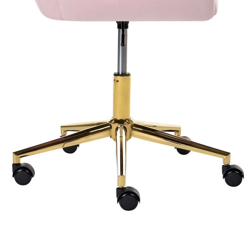 Sedia da ufficio in velluto color rosa pastello seduta regolabile girevole stile moderno per ufficio domestico