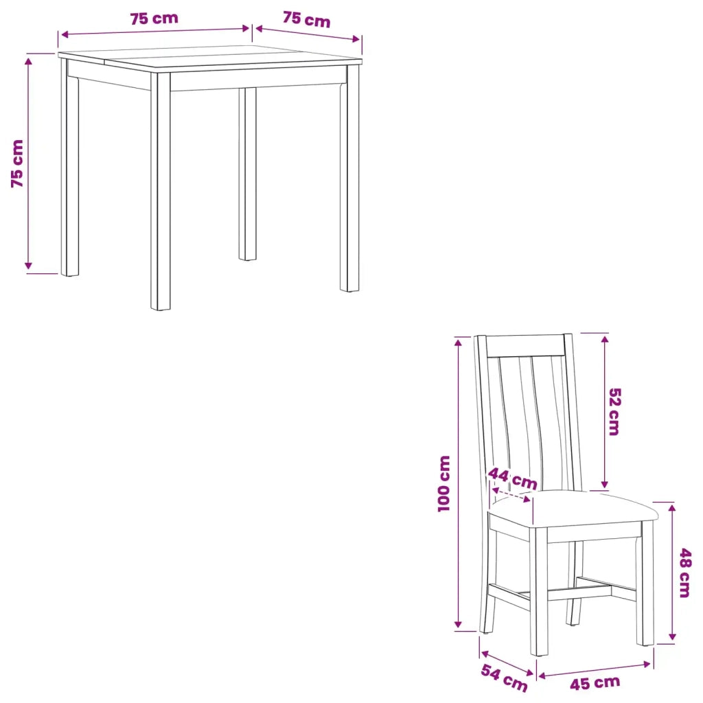 Set da pranzo 3 pz Beige Legno di Quercia Massello 3430206