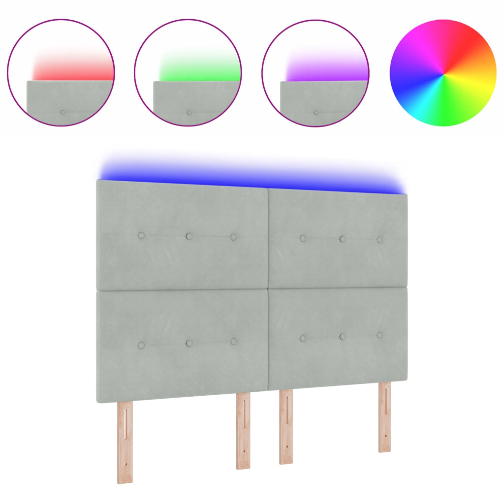 LED Testata Illuminata Grigio 72 cm Velluto