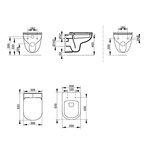 Vaso sospeso Gemma 2 DOLOM in ceramica bianco