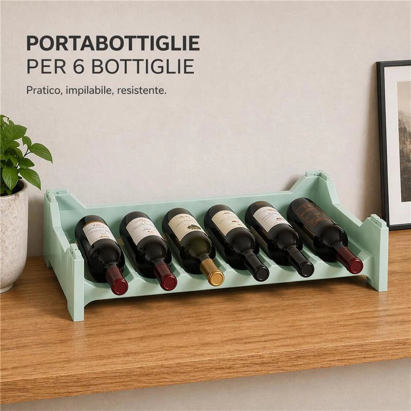 SET 12 CANTINETTE MODULARE PER 72 BOTTIGLIE  IMPILABILE PORTA BOTTIGLIE DI COLORE VERDE CHIARO