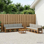 Set di divani da esterno 9 pz Naturale e Grigio Chiaro 3385087