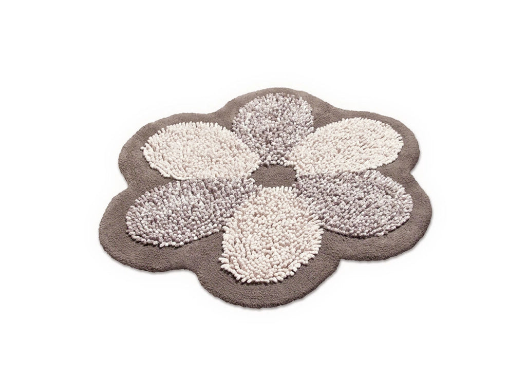 Tappeto A Fiore Casa Bagno Cotone Spugna Morbida Antiscivolo Flower Tortora