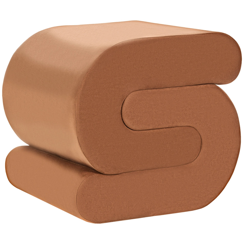 Pouf imbottito in velluto a forma di S marrone oro soggiorno stile moderno