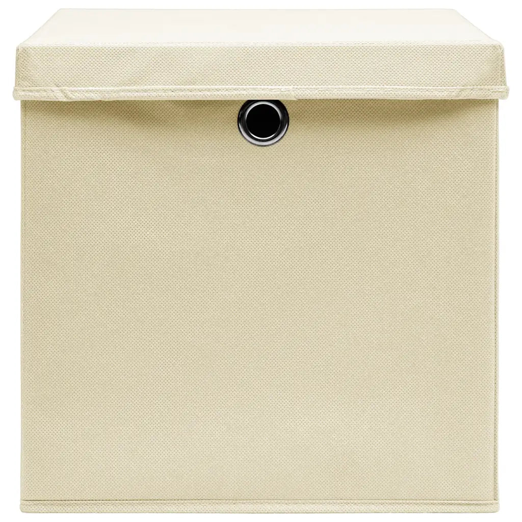 Scatole Portaoggetti con Coperchi 10 pz Crema 32x32x32cm Tessuto CFW6535725