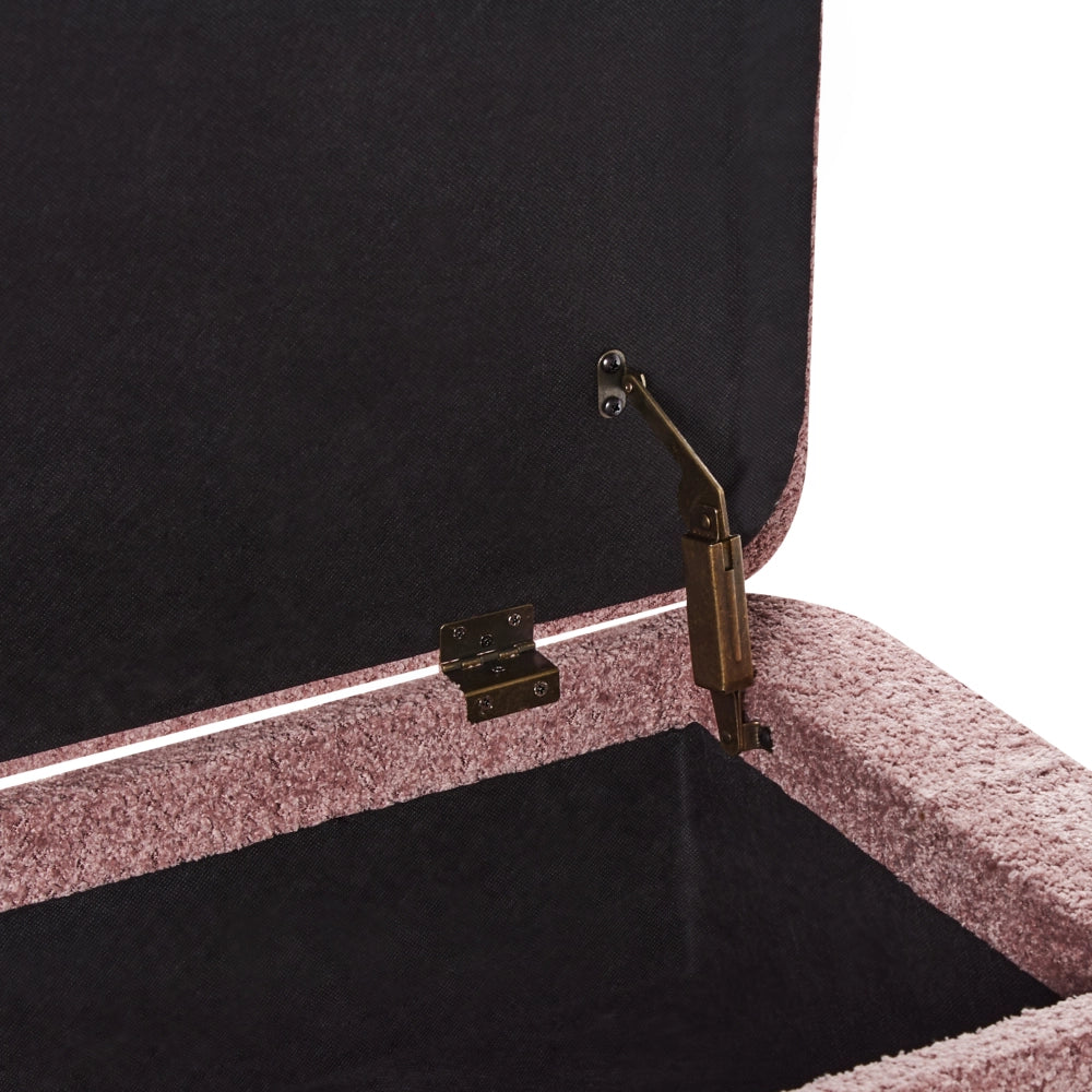 Panca per la camera da letto in tessuto poliestere rosa Rivestimento gambe nere Design cottage Mobili per il soggiorno in tinta unita