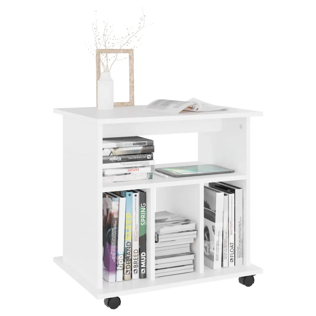 Mobiletto con Ruote Bianco 60x45x60 cm in Legno Multistrato 808476