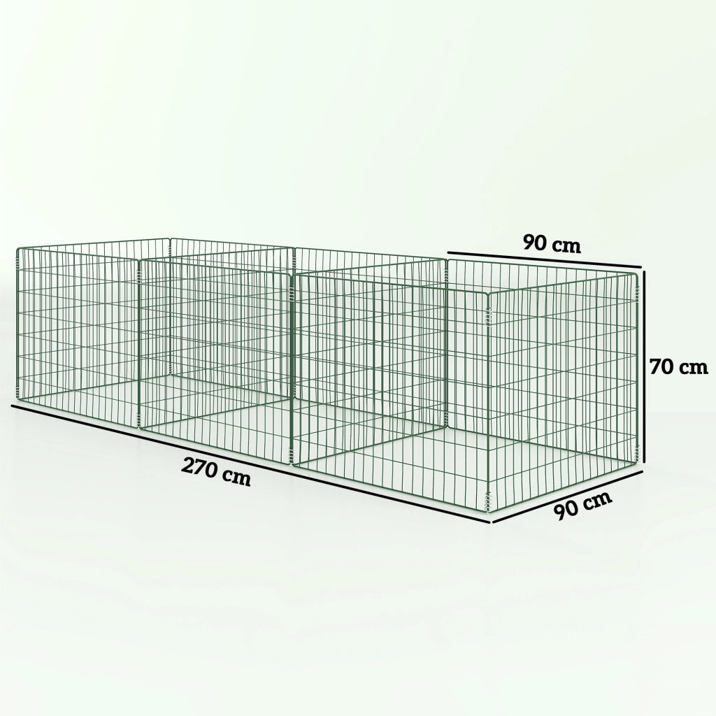 Compostiera da giardino 1680L ¨C Xylo ¨C acciaio verde 270x90x70cm 3 pezzi