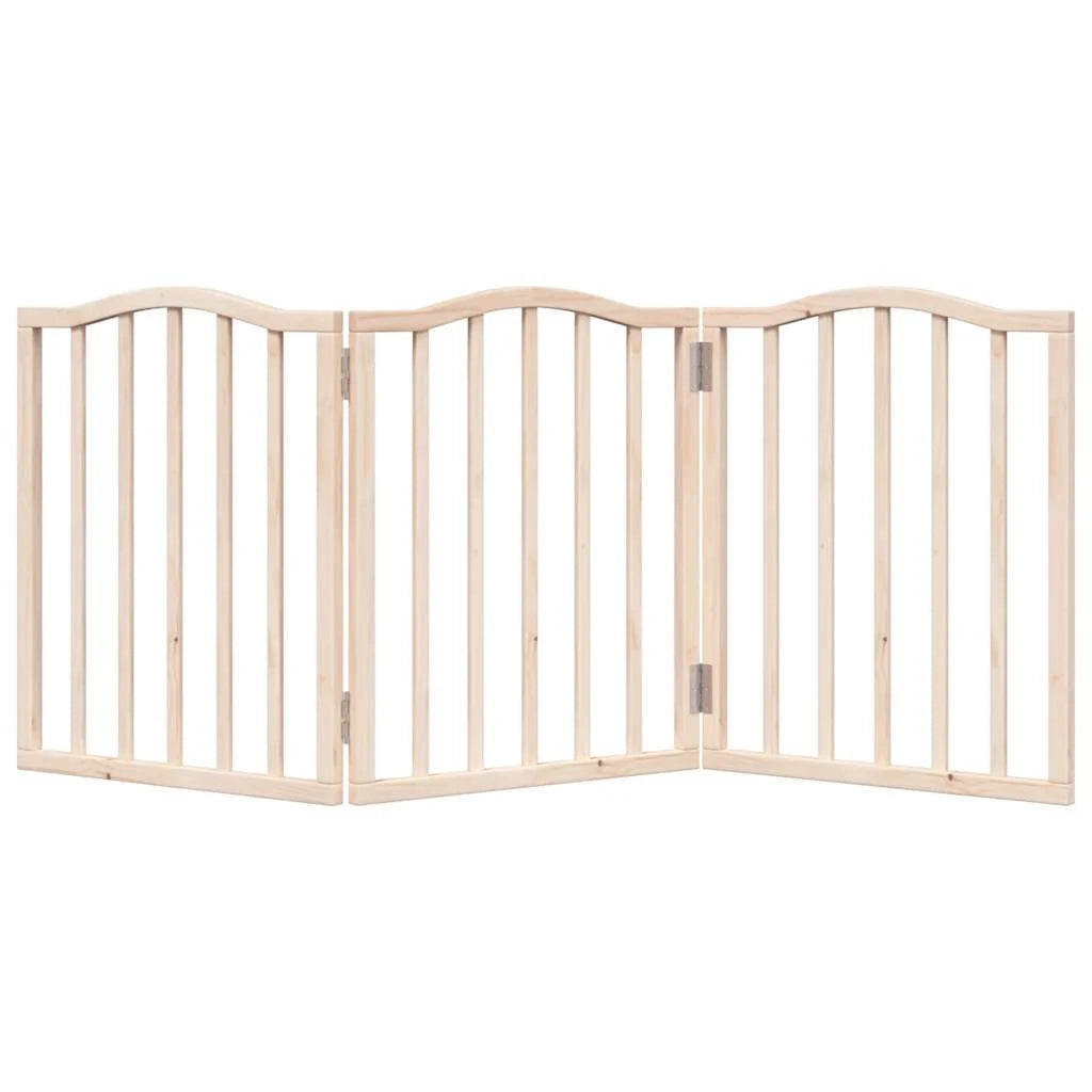 Cancelletto di sicurezza pieghevole per cani a 3 pannelli 150 cm legno di pioppo marrone 02_0023076