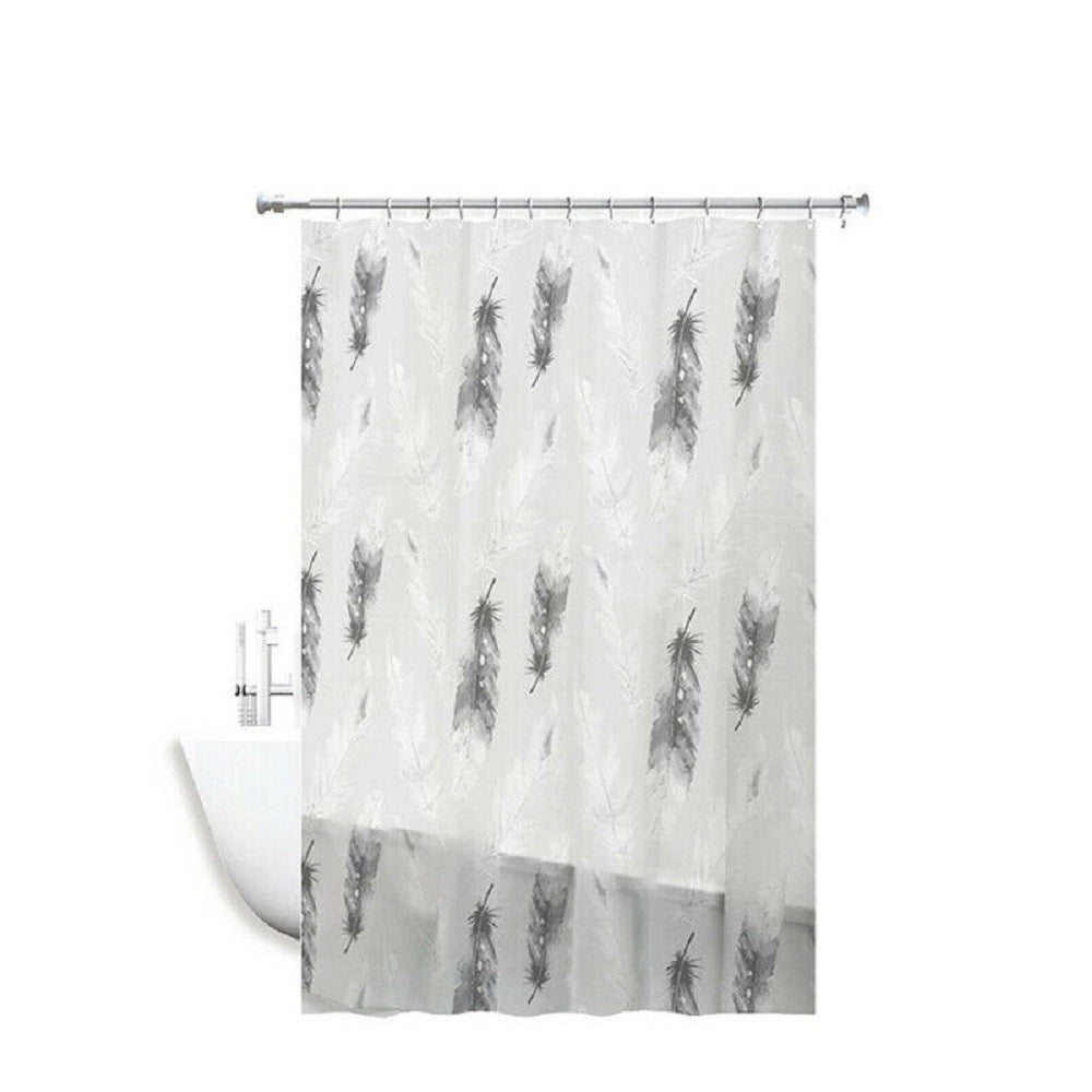 Trade Shop - Tenda Per Doccia Impermeabile Tessuto Pvc 12 Ganci In Plastica Piume 180x200cm -