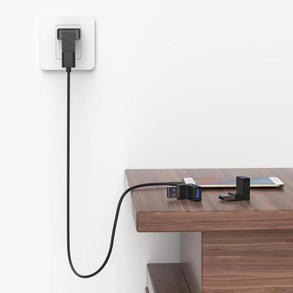 Trade Shop - Connettore Dati Adattatore Usb Maschio- Usb Femmina Ad Angolo 90° Prolunga C-057 -