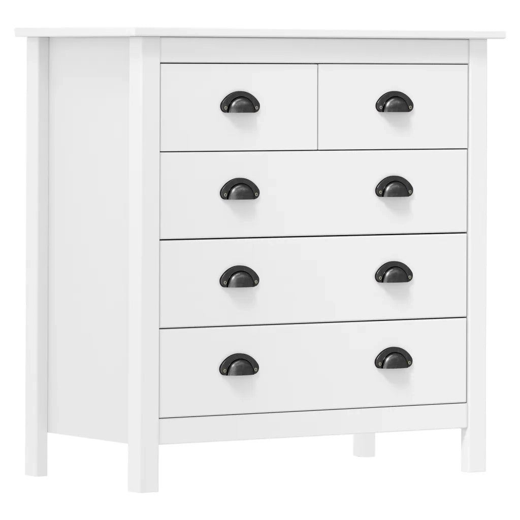 Credenza Hill Bianca 79x40x80 cm in Legno Massello di Pino