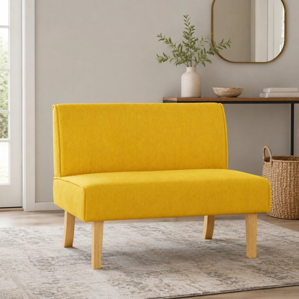 Divano 2 posti 110x62x85 cm senza braccioli in poliestere giallo