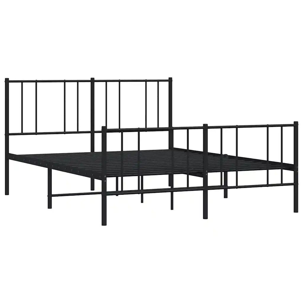 Giroletto senza Materasso con Pediera-Struttura Letto in Metallo Nero 160x200 cm 138538