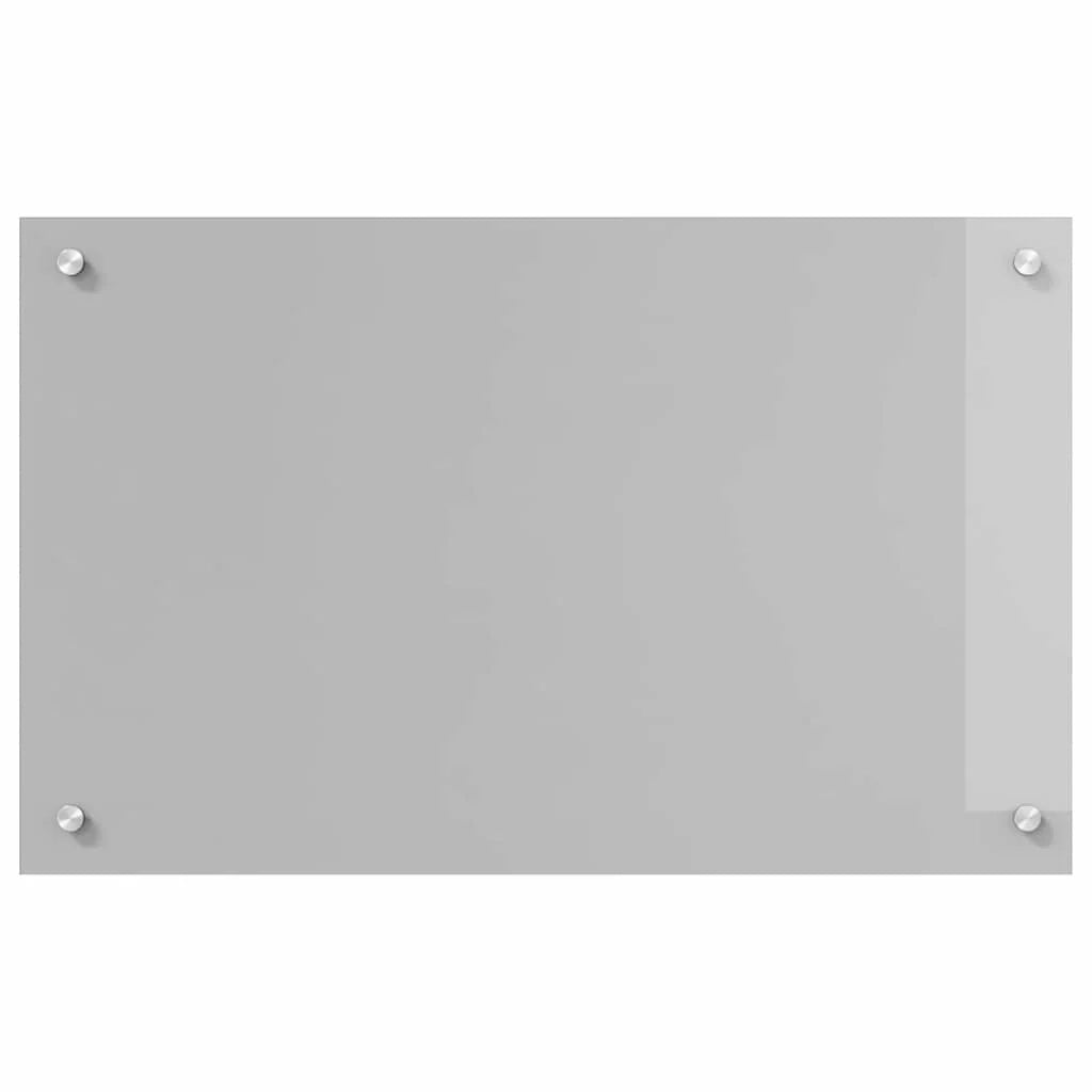 Paraschizzi moderno per cucina 80 x 50 cm resistente al calore e all'acqua design elegante in vetro temperato grigio chiaro 02_0058442